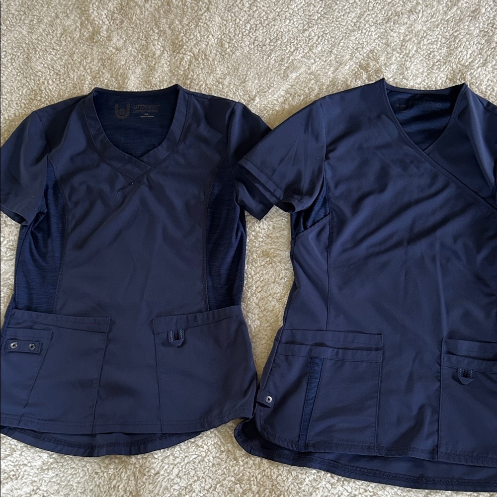 Urbane Women’s Navy Blue Scrub Tops XSm